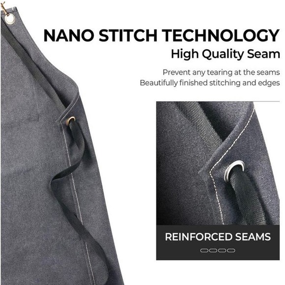 NWT “Christopher” Chef Apron Water drop Resistant Canvas Cross Back Adjustable - Picture 10 of 10